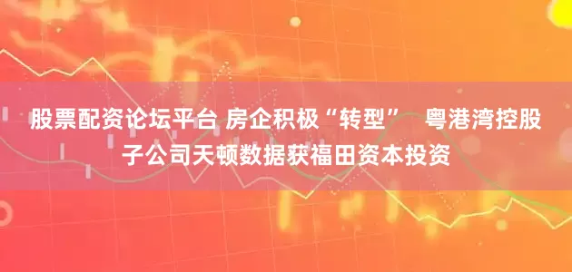 股票配资论坛平台 房企积极“转型”   粤港湾控股子公司天顿数据获福田资本投资